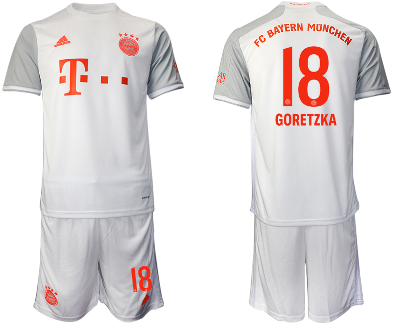 Men 2020-2021 club Bayern Munich away #18 white Soccer Jerseys